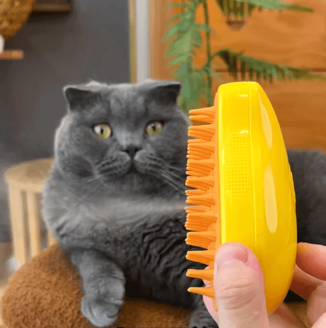 SteamFurr™ - Katzen-Dampfbürste Pflege Pepe the Cat Gelb